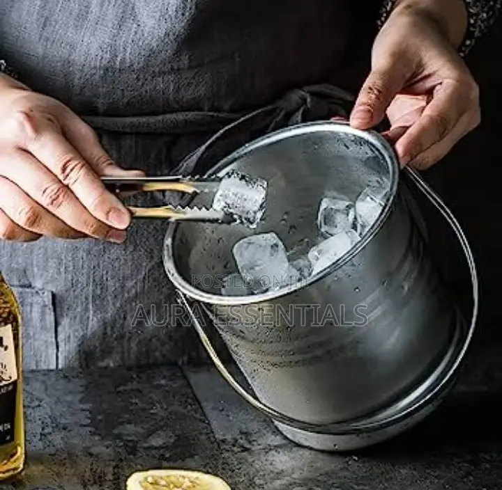 Insulated Stainless Steel Ice Bucket Wine Strainer Ice Tongs