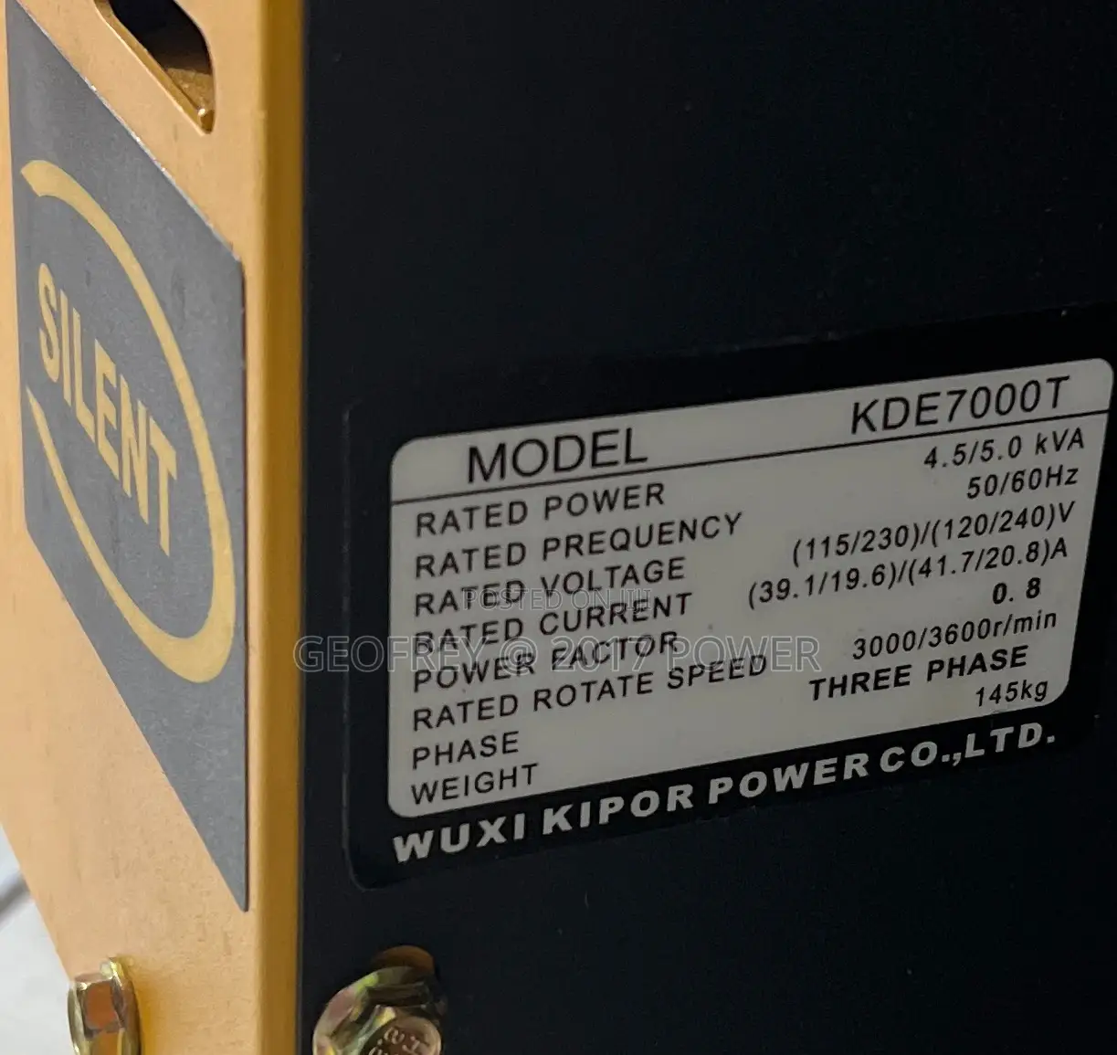 Kipor KDE7000T Diesel Generator