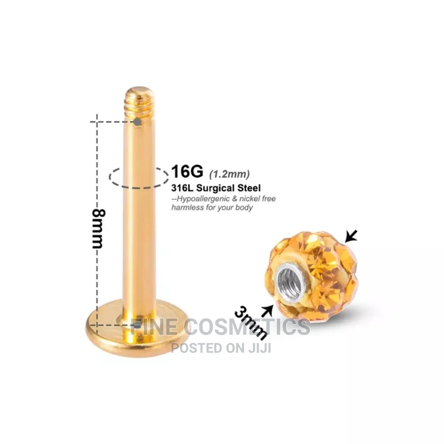 1PC Super Sparkle Lip Jewelry Ferido Ball Monroe, Labret Pin