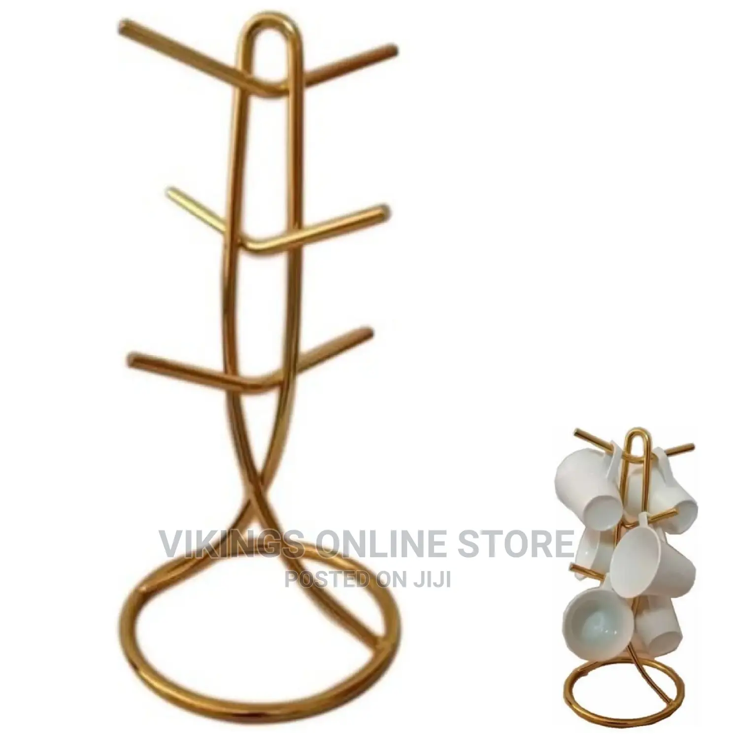 6 Cup Stand Holder Storage Organizer Rack, Gold
