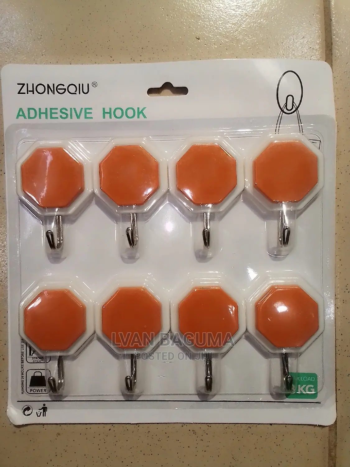 Adhesive Wall Sticky Hooks - 8 in a Pack
