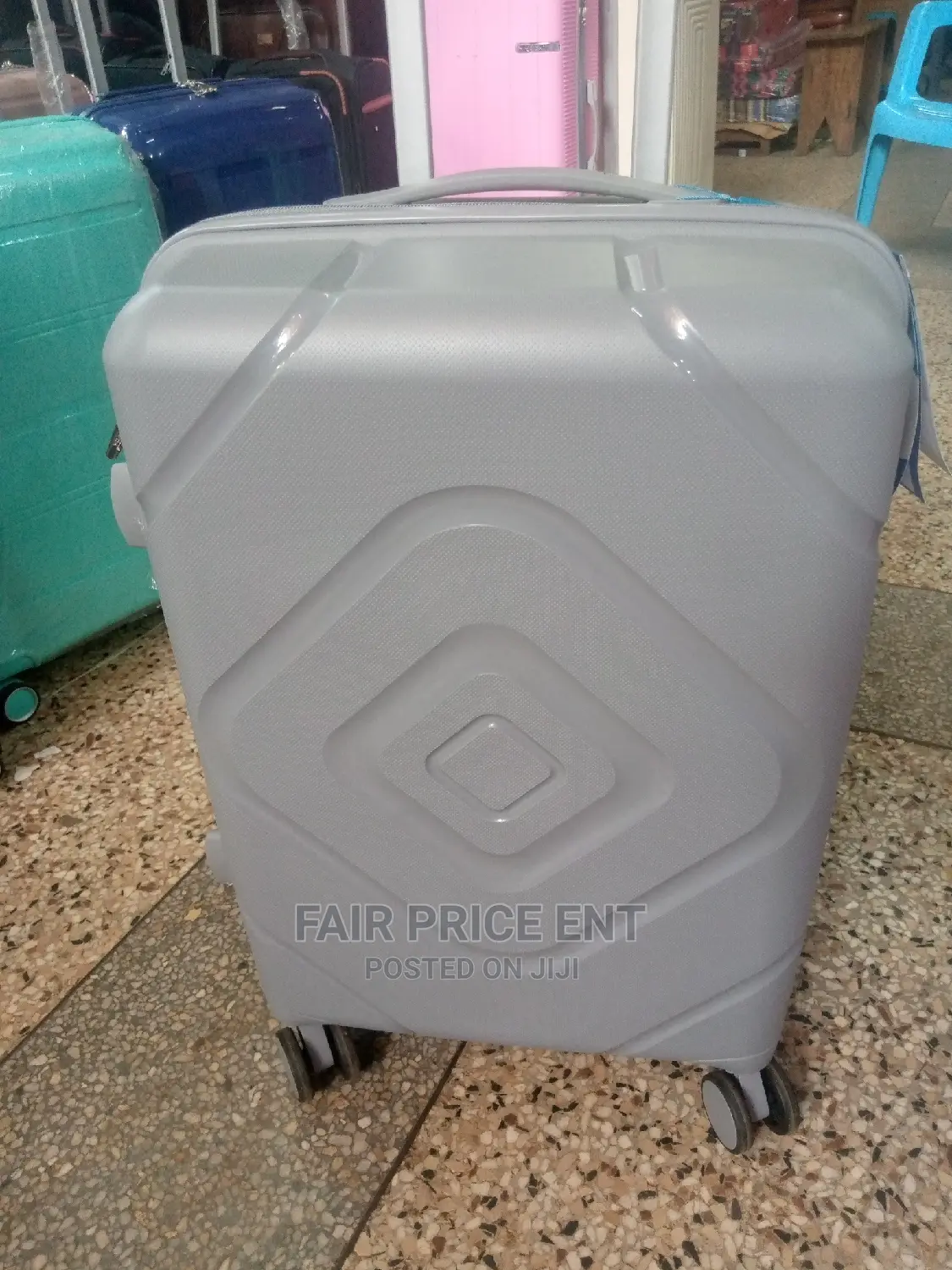 Rubber Plastic Traveling Suitcases.Large.( Gray)