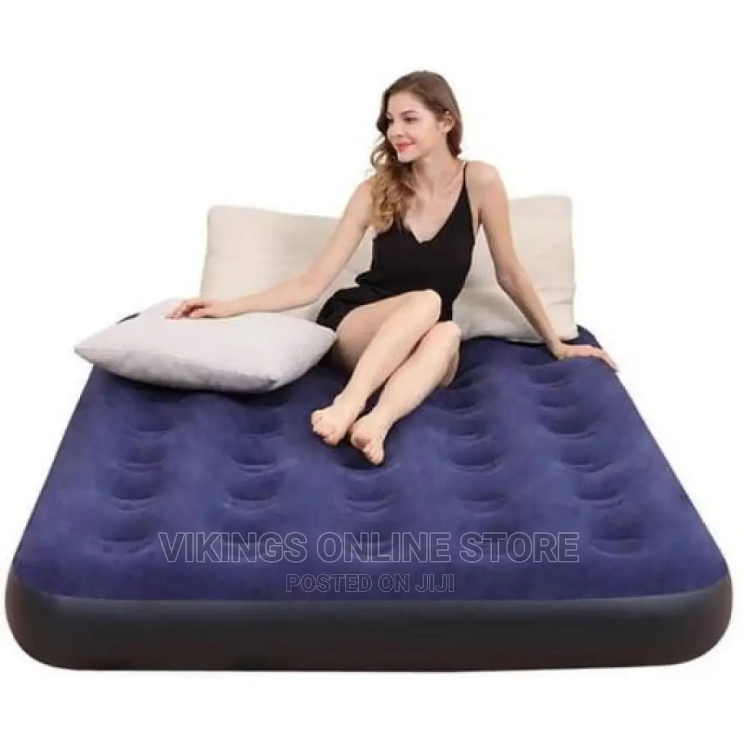 5×6 Double Air Bed Inflatable Camping Mattress – Navy Blue
