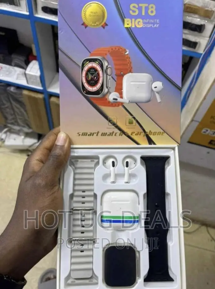 ST8 Smart Watch With Free Ear Bud and Two Straps