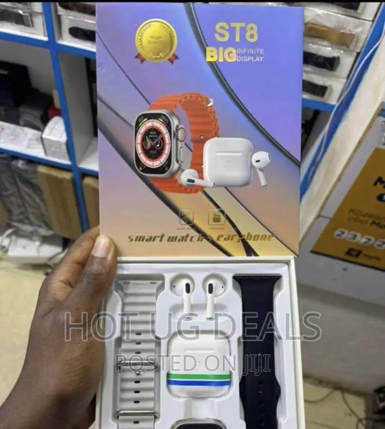ST8 Smart Watch With Free Ear Bud and Two Straps