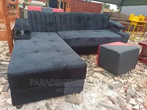 Sofa L Black 5 Seater
