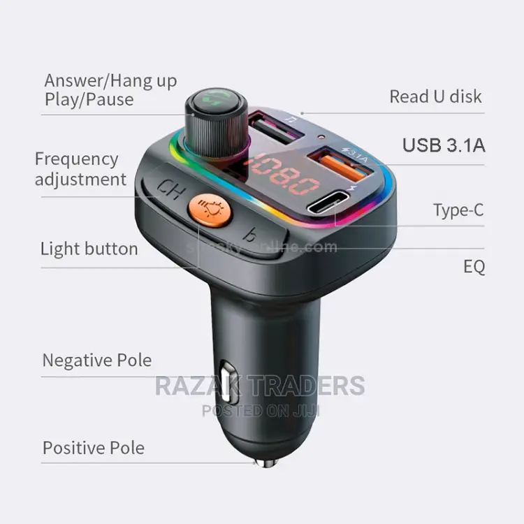C15 Multifunctional Car USB Charger Bluetooth FM Transmitter