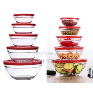 5pcs Glass Bowl Set - Clear Color of the Lids May Vary