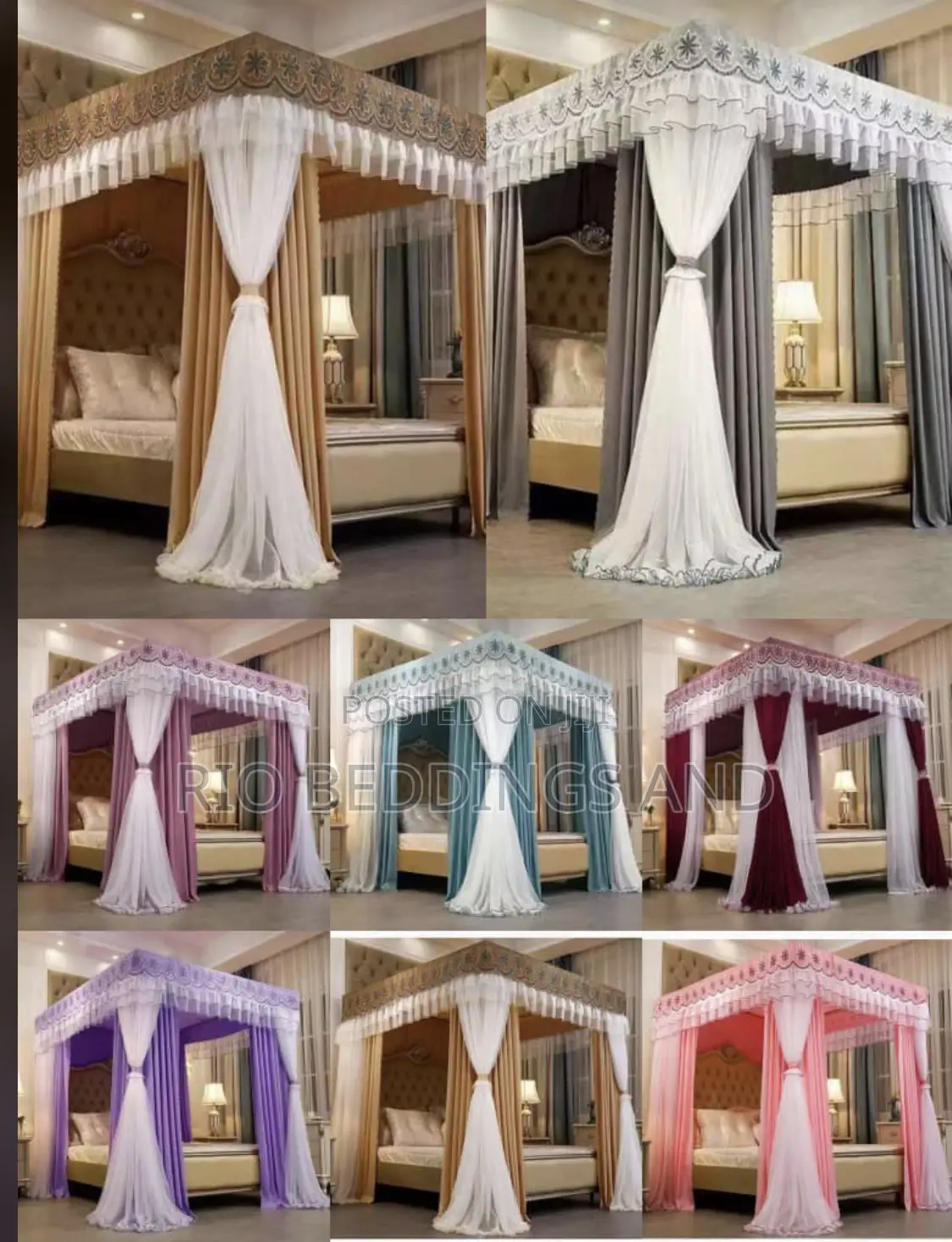 Four Stand Mosquito Net With Curtains