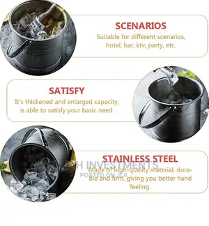 Insulated Stainless Steel Ice Bucket Wine Strainer Ice Tongs