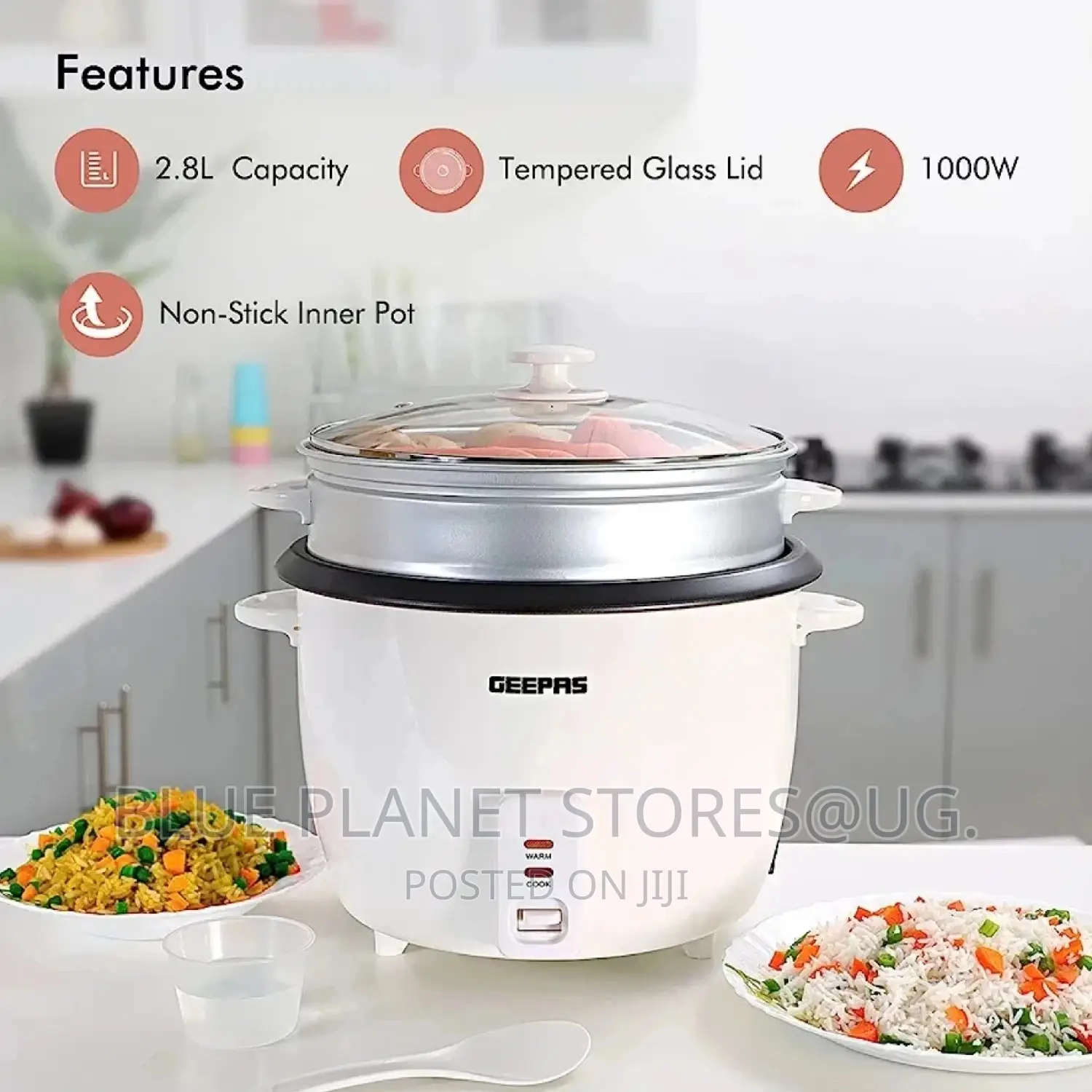 GEEPAS 2.8L Electric Rice Cooker + Steamer \\ 900w\ GRC4327N