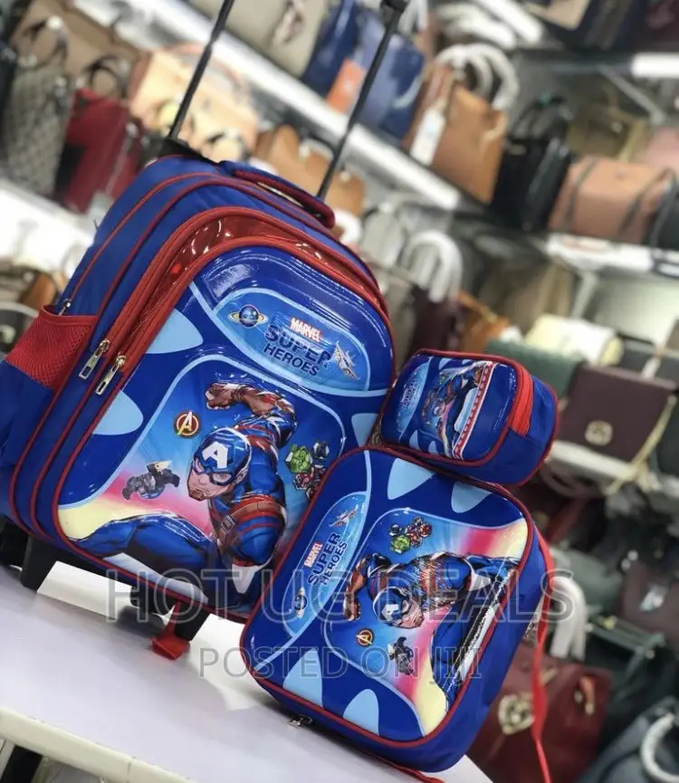 3pc Kids Back to School Bag - Blue, Flower Design Vary