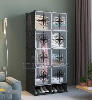 2 Column Closet/ Wadrope With 1 Layer Shoe Rack