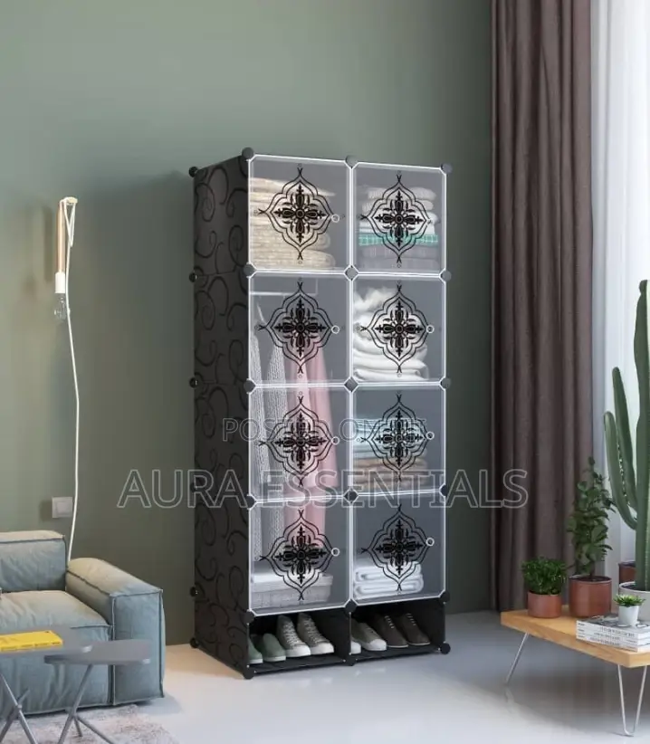 2 Colum Plastic Wardrobe With Shoe Rack
