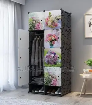 2 Colum Plastic Wardrobe With Shoe Rack
