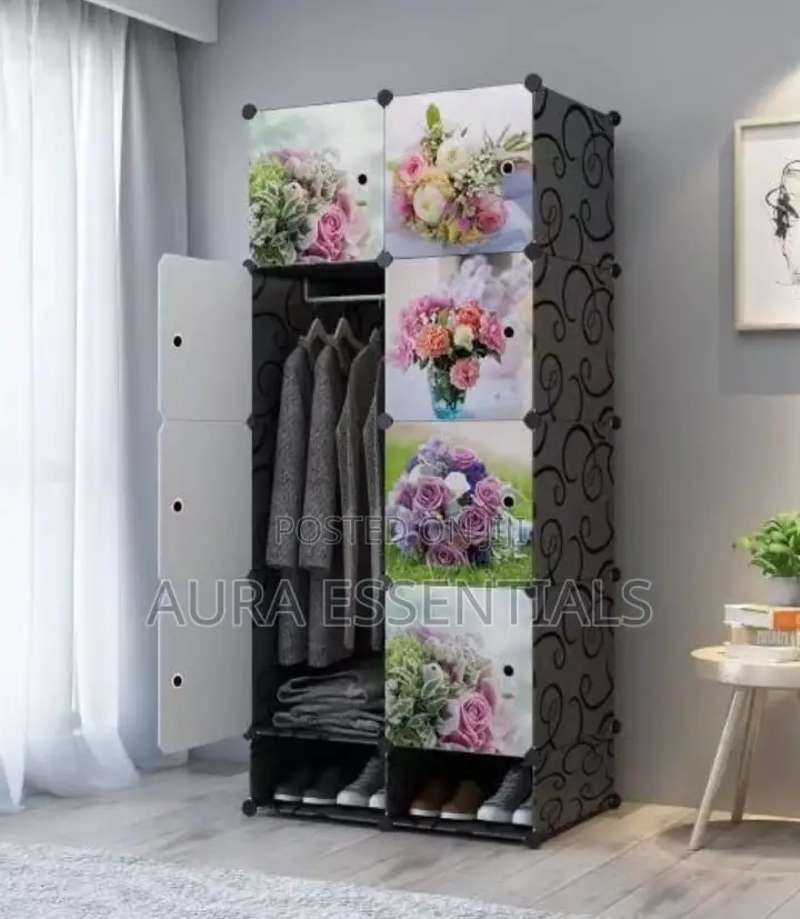 2 Colum Plastic Wardrobe With Shoe Rack