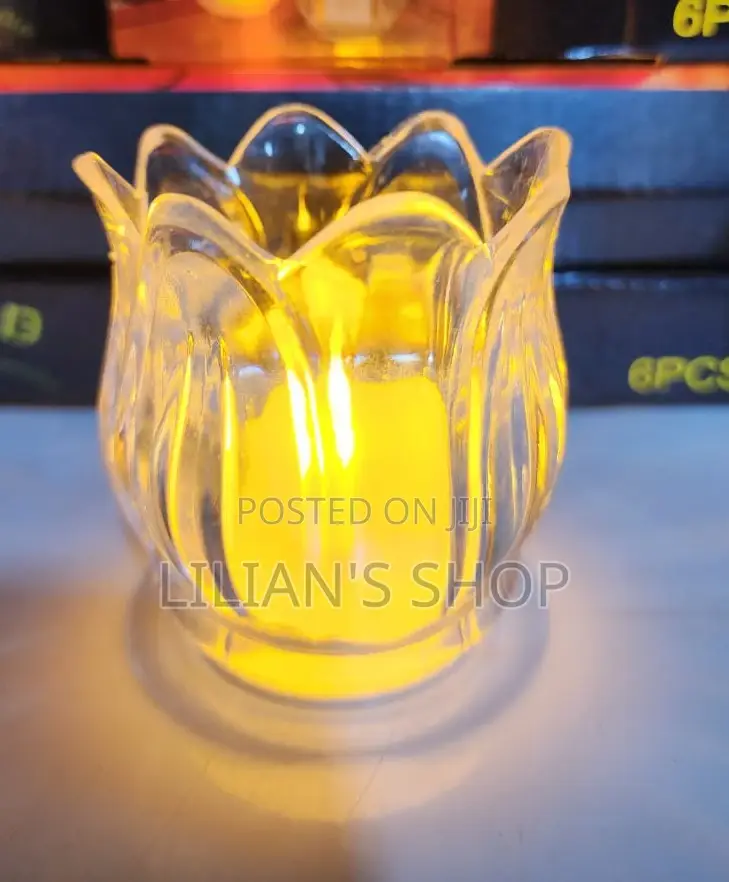 1pc Flower Design Glass Candle