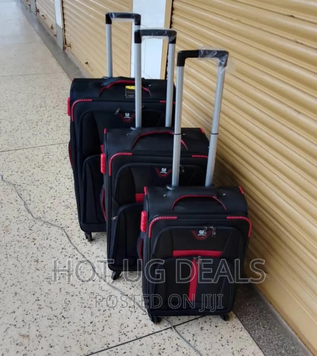 Small Size Faux Leather Travel Suitcase - Black/Red
