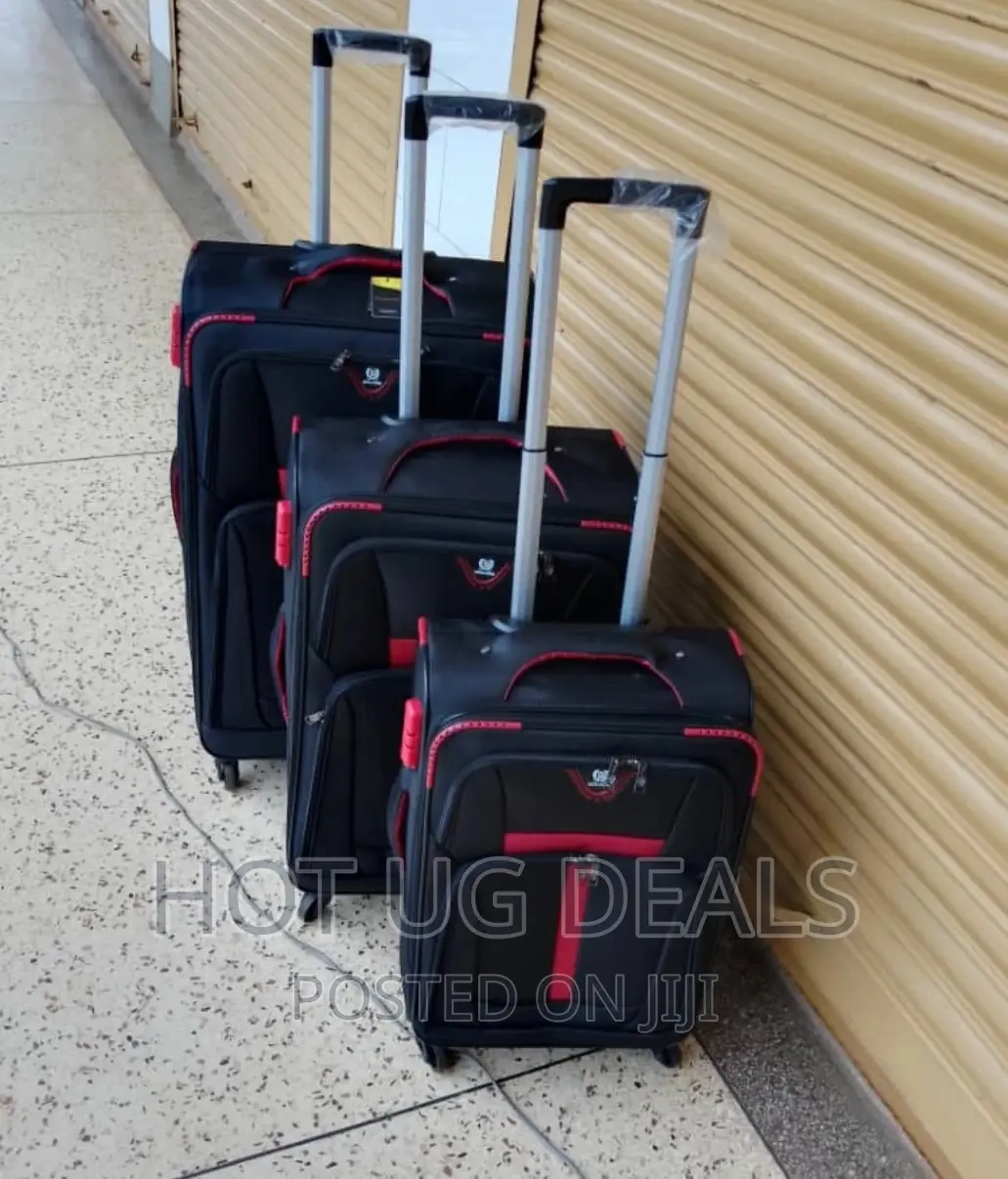 Small Size Faux Leather Travel Suitcase - Black/Red