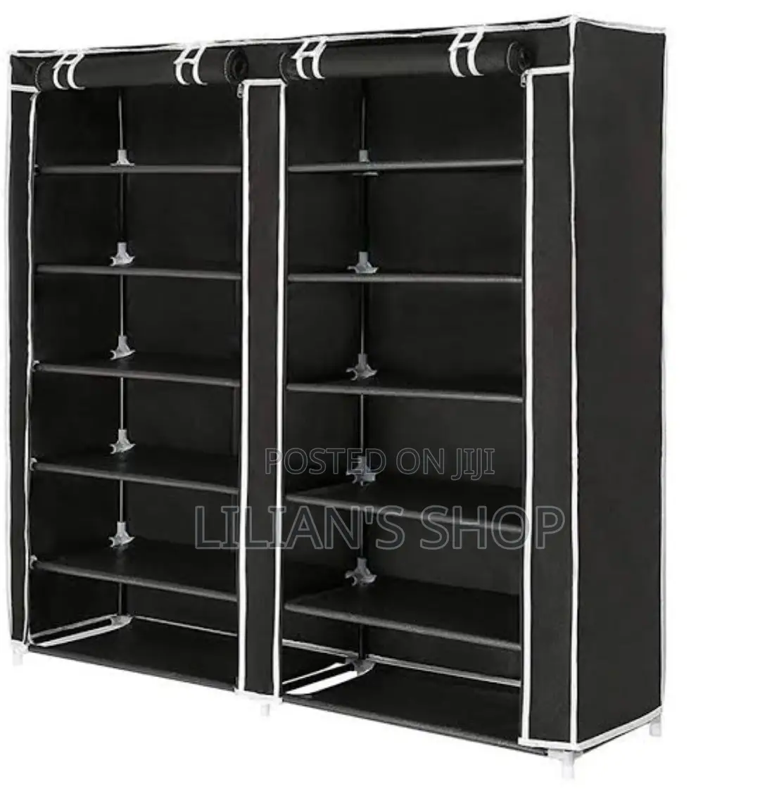 Double Door Cloth Wooden Frame Shoe Rack