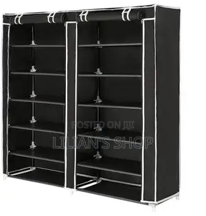 Double Door Cloth Wooden Frame Shoe Rack