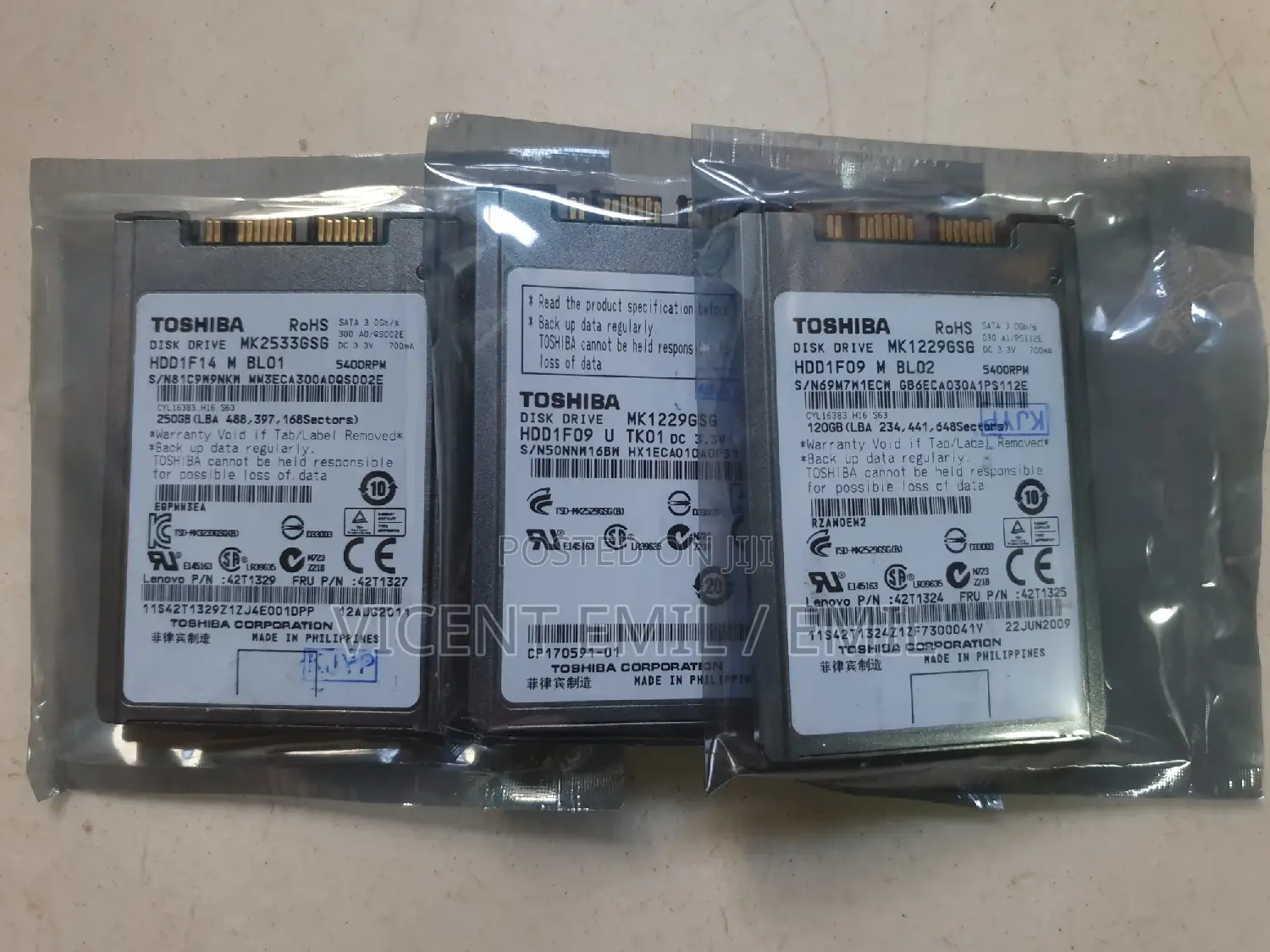 Sata Harddrive 1.8inch Toshiba 250GB