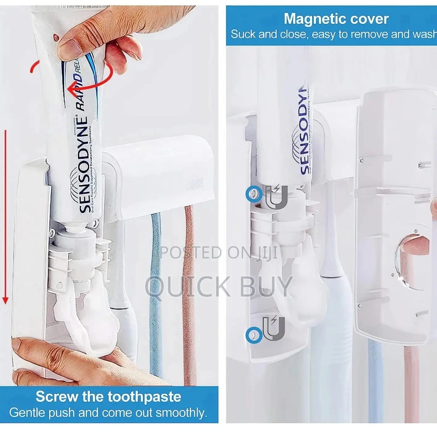 Wall Mounted Toothbrush and Toothpaste Holder/ Dispenser