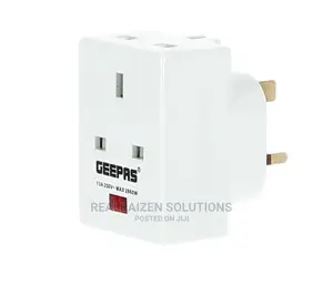 GEEPAS Premium 3 Way UK Type Adapter 13A 250V 2860W