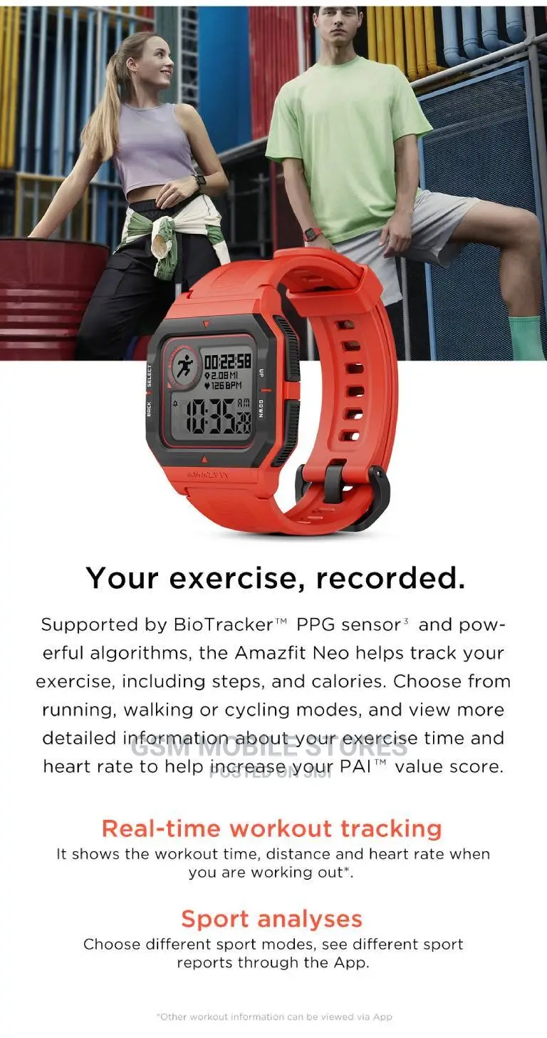 Amazfit Neo Fitness Watch, Sleep Monitoring 28 Days Battery.