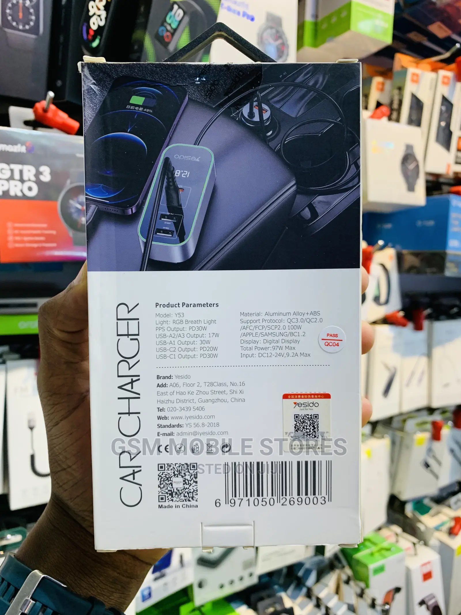 Yesido Y53 QC3.0 Car Charger 97W Five Ports Fast Charged