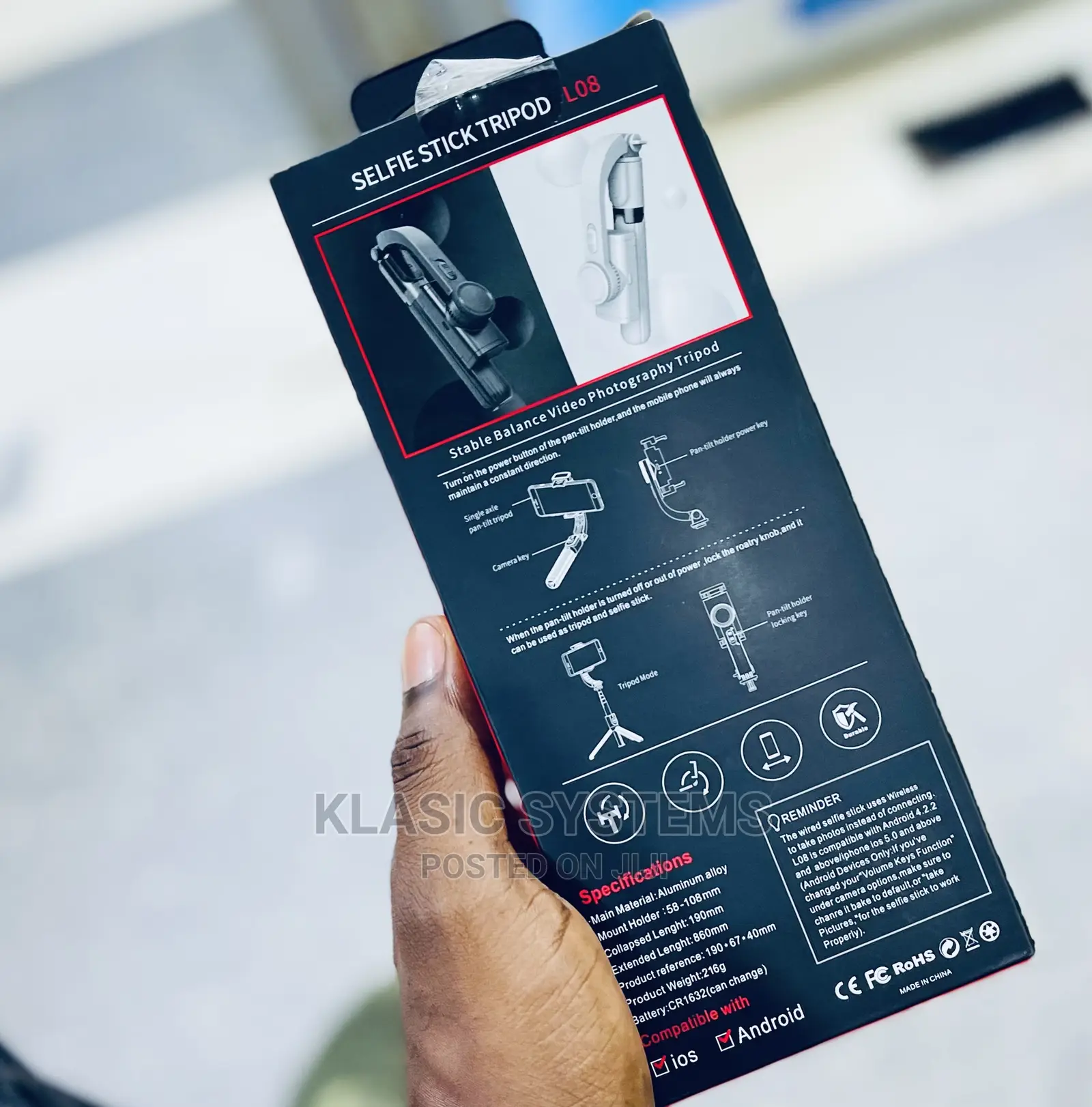 Gimbal Stabilizer L08 Smart Tripod Stable Selfie Stick