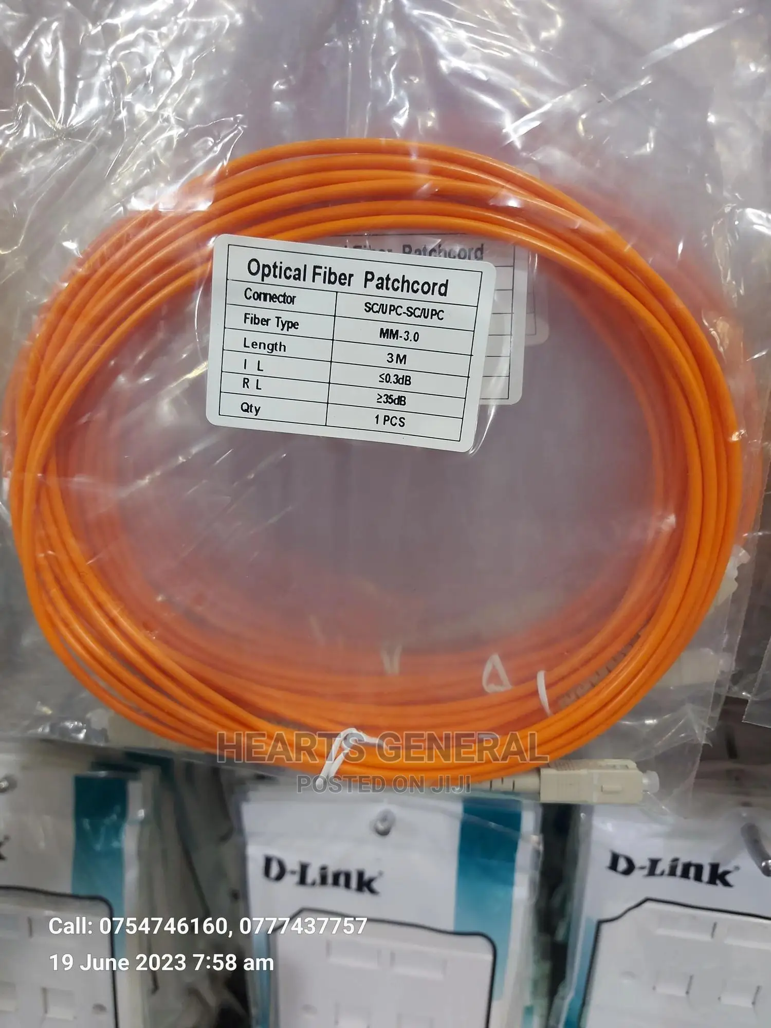 Fiber Patch Cable, Multimode Simplex (3 Meter Length)