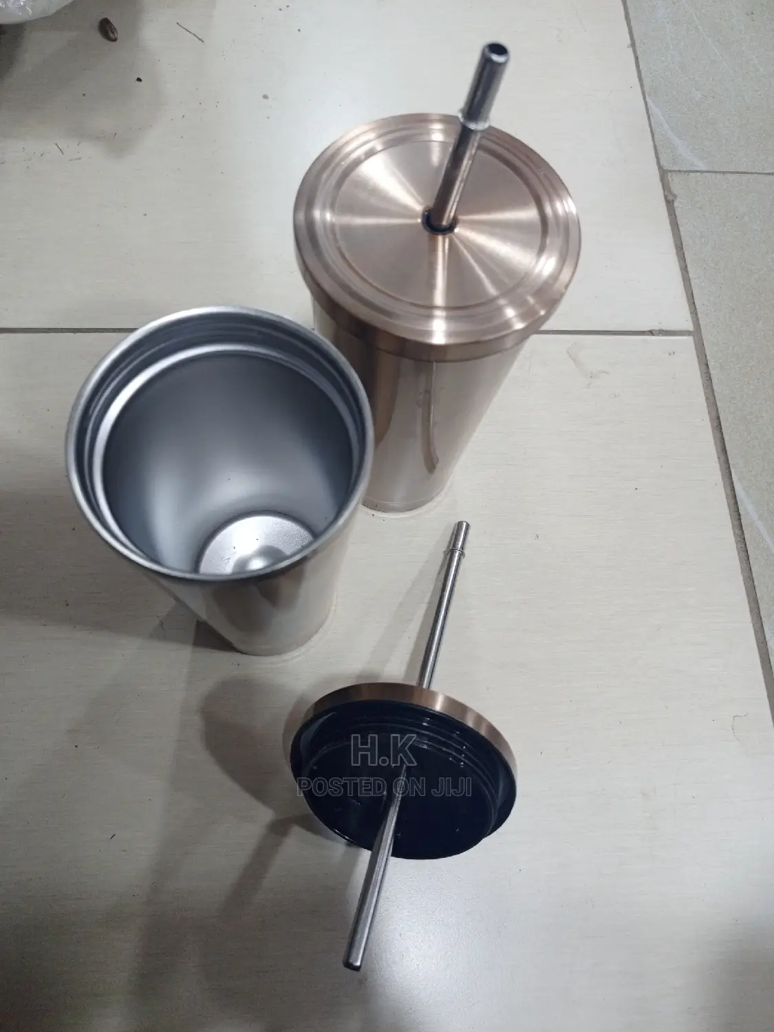 Insulated Cup Mug Straw Double Walled Bottle