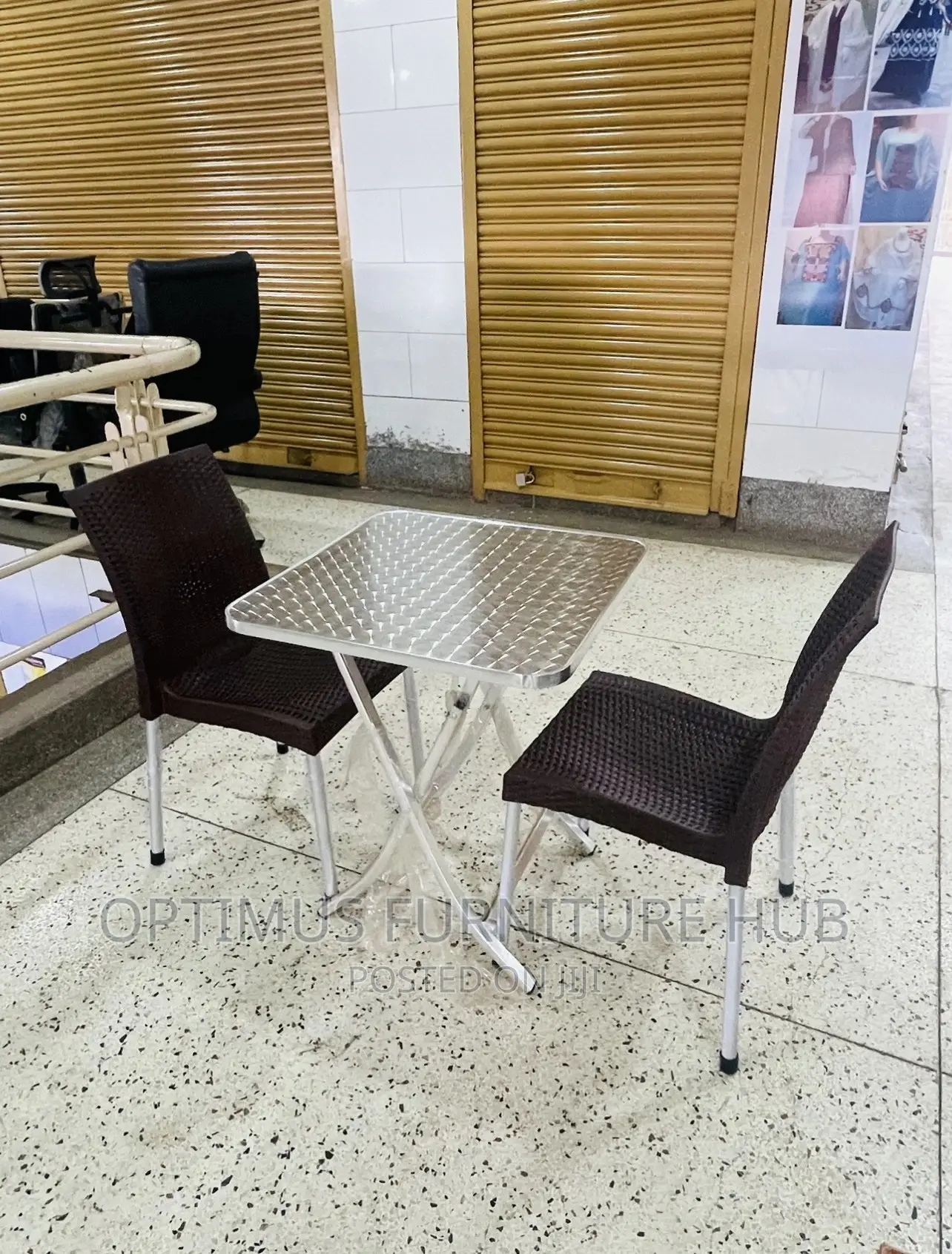 Aluminium Table and Two Chairs