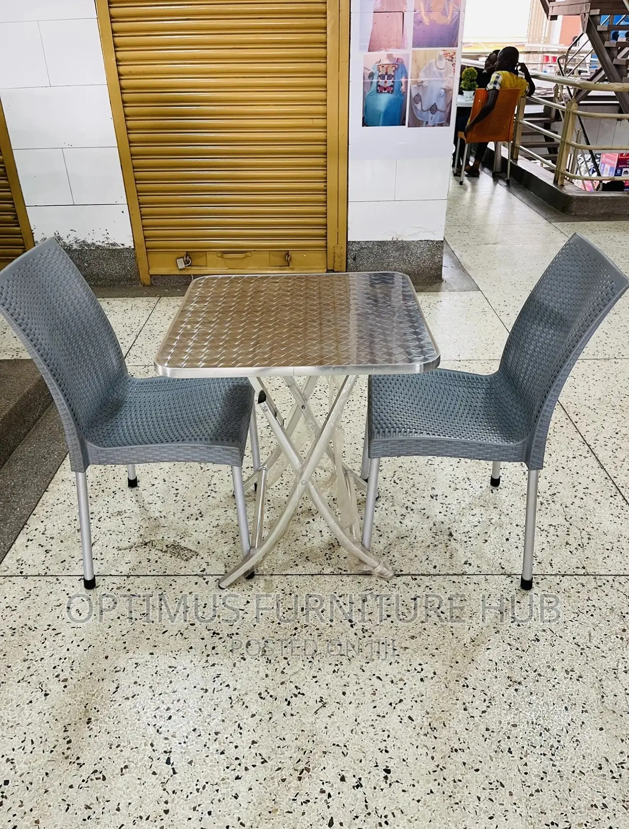 Aluminium Table and Two Chairs
