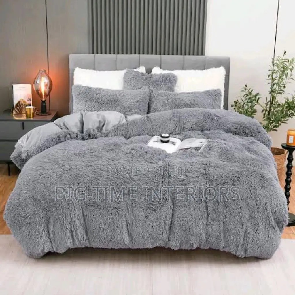 Fluffy Duvet Set-Grey