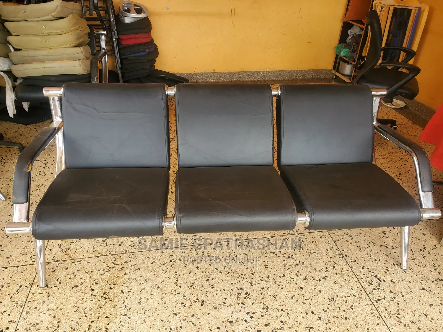 Waiting Chair Black 3 Sitter
