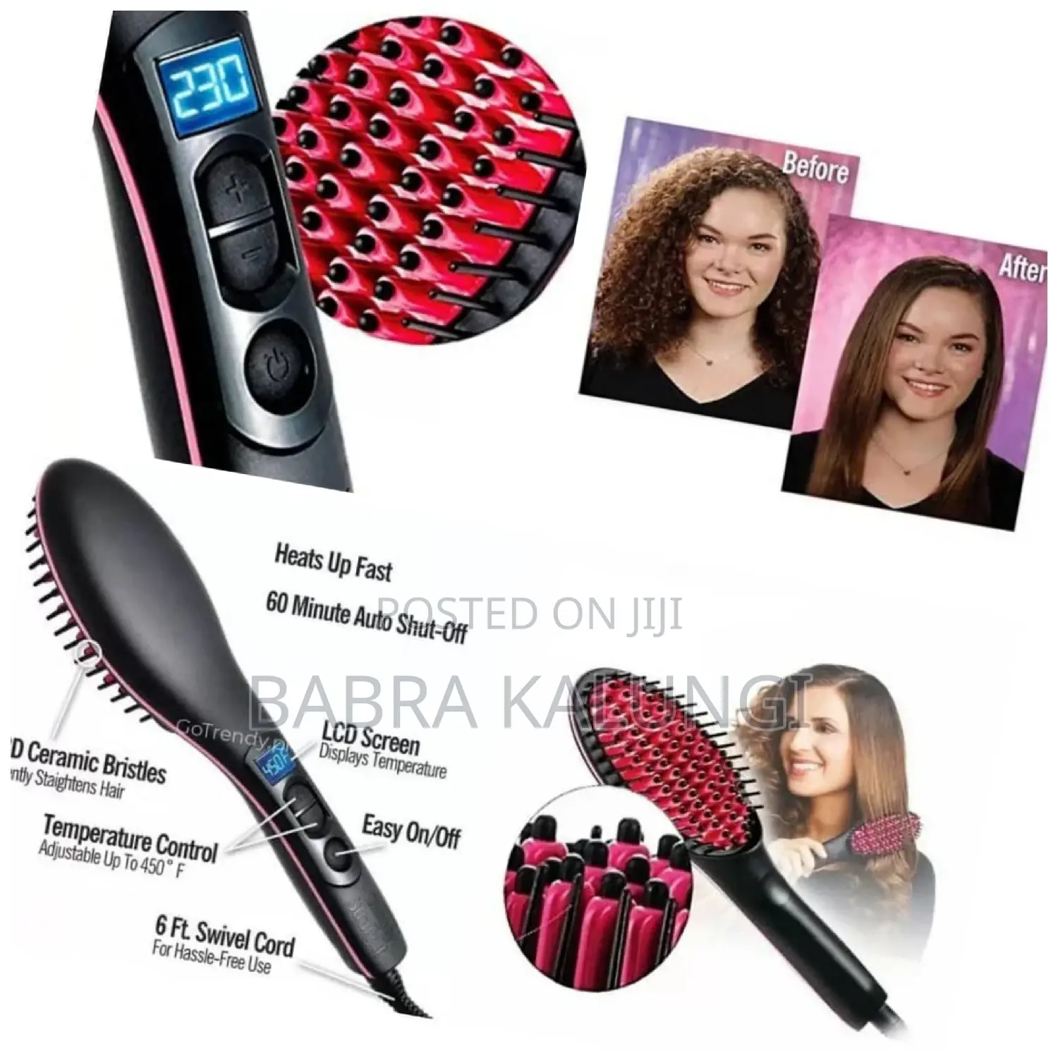 3 in 1 Electric Fast Ceramic Styling Hair Straightener Brush