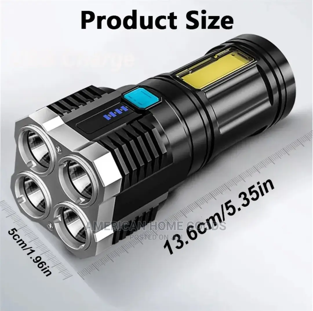 Rechargeable LED Display Flashlight, With 4 Mode Adjustments