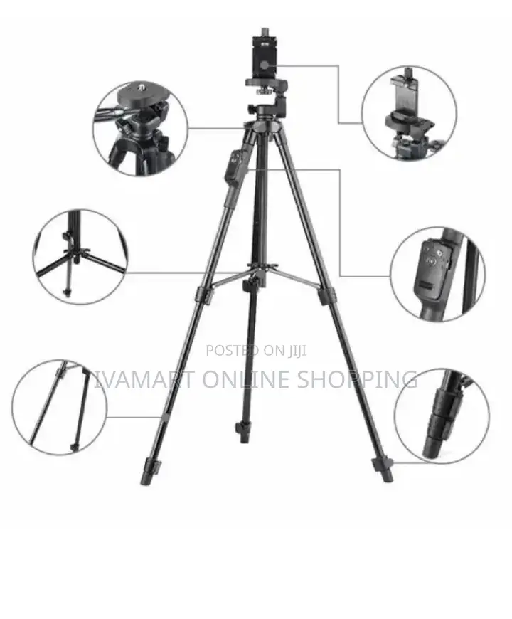 Mobile Phone Tripod Stand With Bluetooth Remote - 4ft Tall
