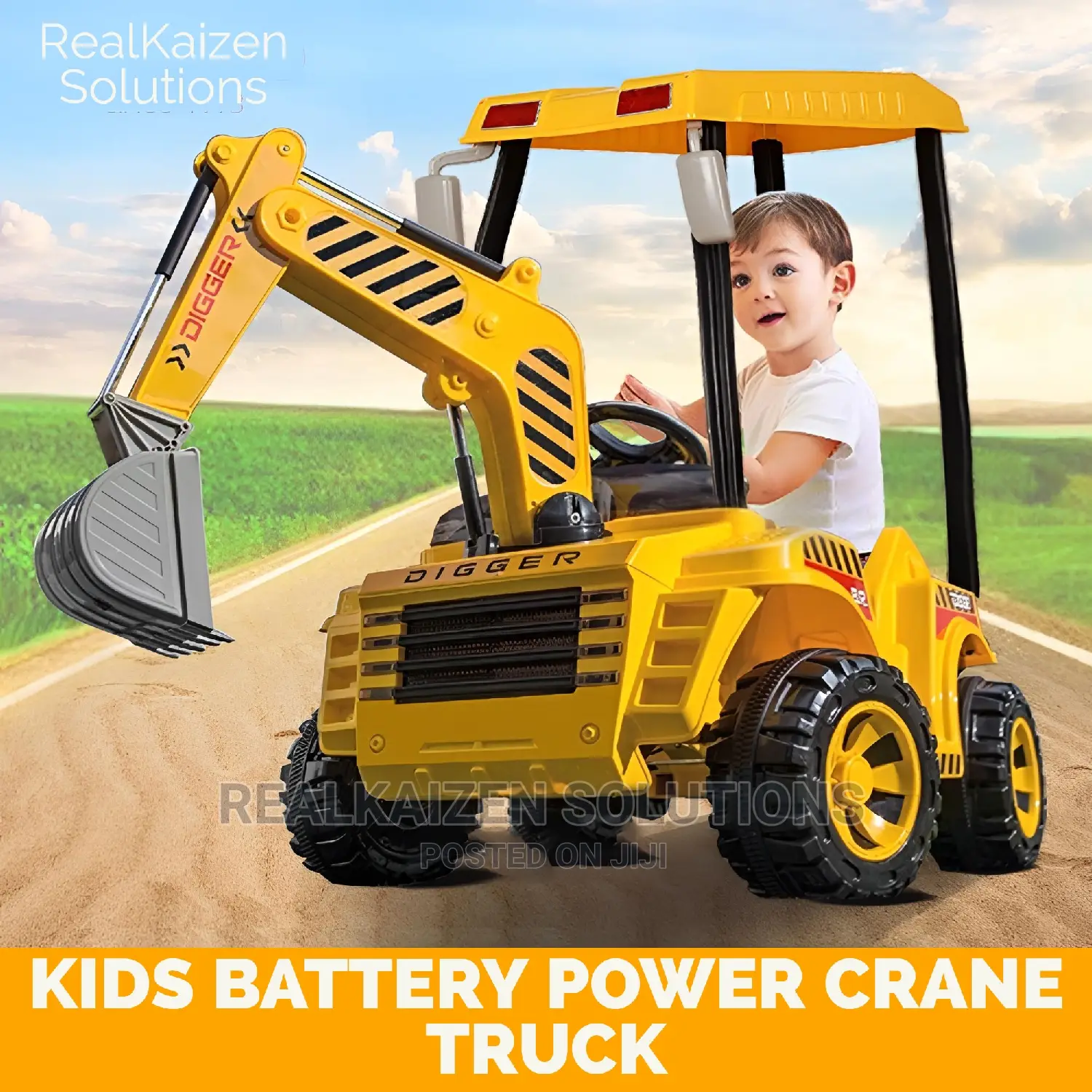 Kids Electric Ride on Crane Backhoe Truck