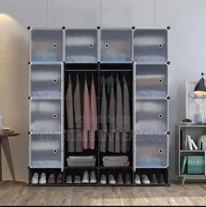 4 Column Plastic Wardrobe-Black