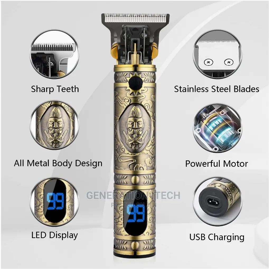 Rechargeable Proffessional Hair Clipper With LCD Display