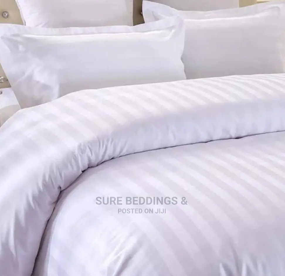 Plain White Stripped Bedsheets