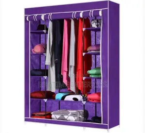 3 Column Wood and Clothe Closet-Purple