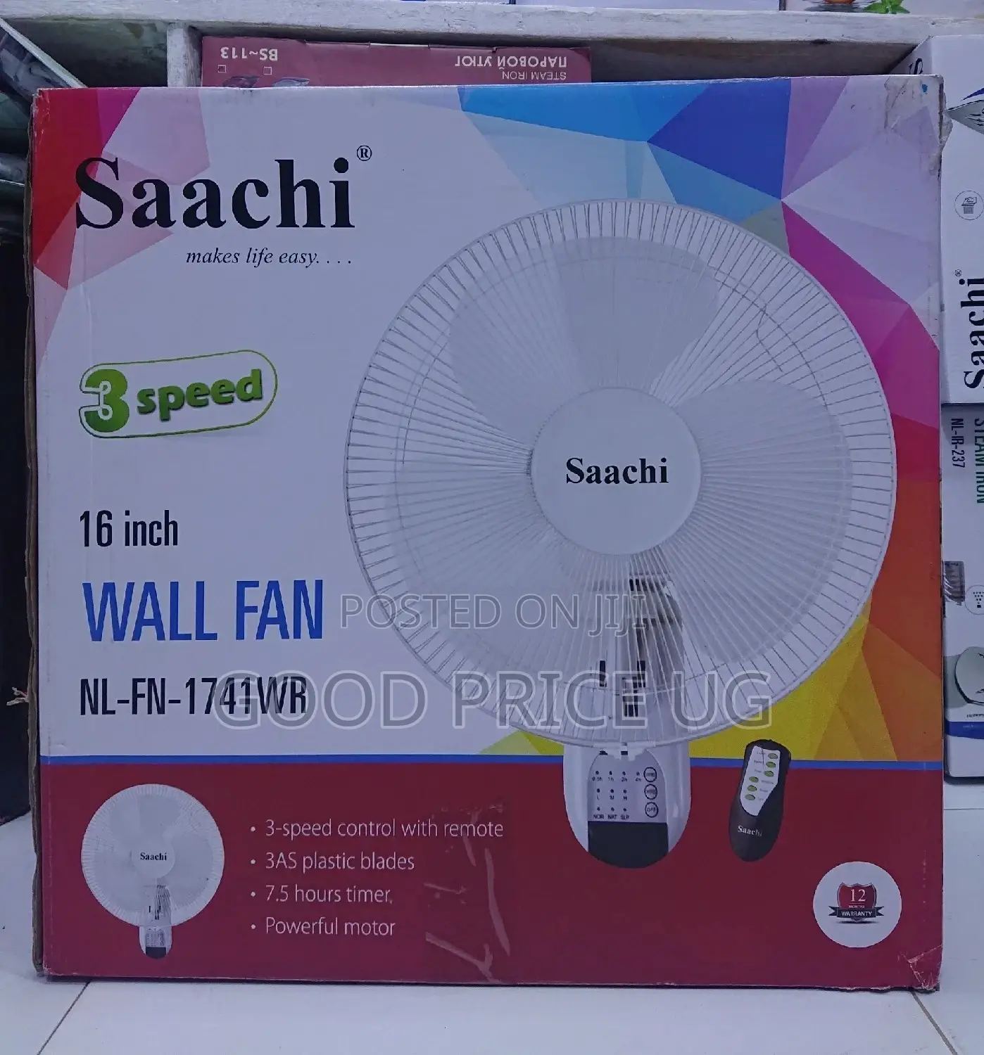 Saachi Wall Fan With Remote. Comes With 1 Year Warranty.