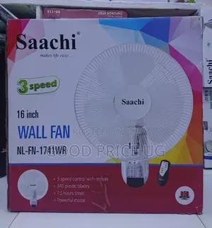 Saachi Wall Fan With Remote. Comes With 1 Year Warranty.