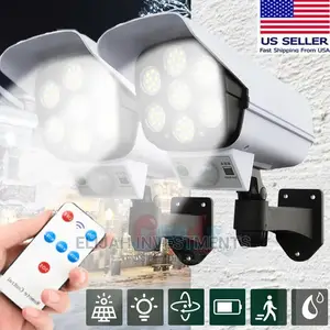 2 in 1 Solar Light Security Dummy Camera Remote LED Lamp