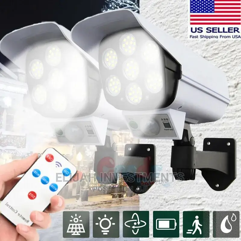 2 in 1 Solar Light Security Dummy Camera Remote LED Lamp