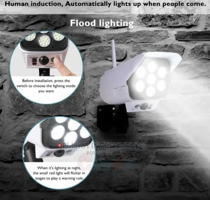 2 in 1 Solar Light Security Dummy Camera Remote LED Lamp